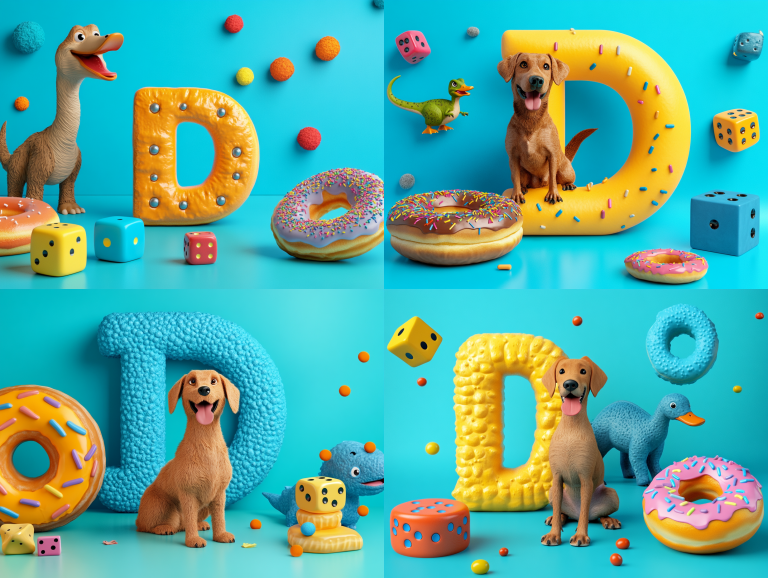 Letter D Show and Tell items including dinosaur, donut, drum, and duck for preschool